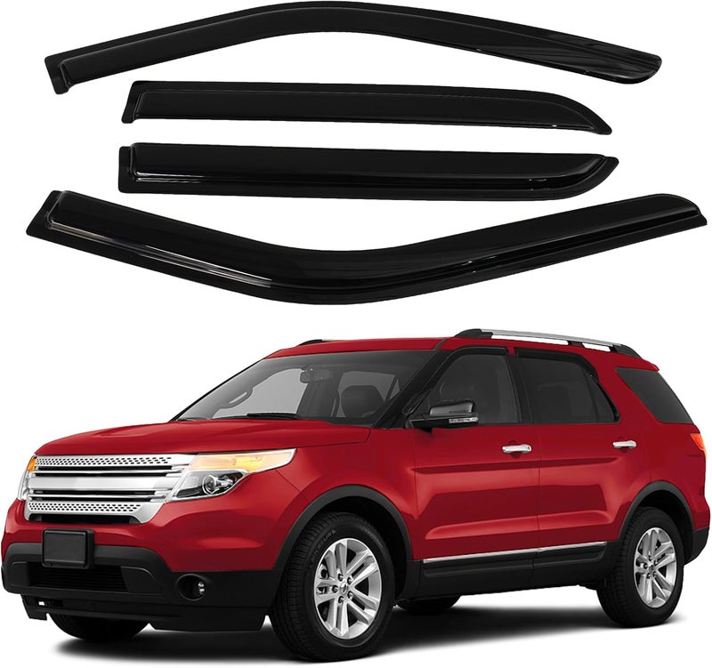 Canvcle Window Visors Rain Guards for 2011-2019 Ford Explorer Accessories, Outside-Mount Tape-On Side Window Wind Deflectors Vent Visors Shades Rainproof 4PCS - Image 1